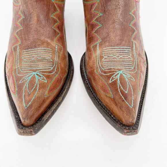 Old Gringo Brass Brown Nevada Multicolor Stitching Western Cowgirl Boot size 7.5 - Picture 6 of 10